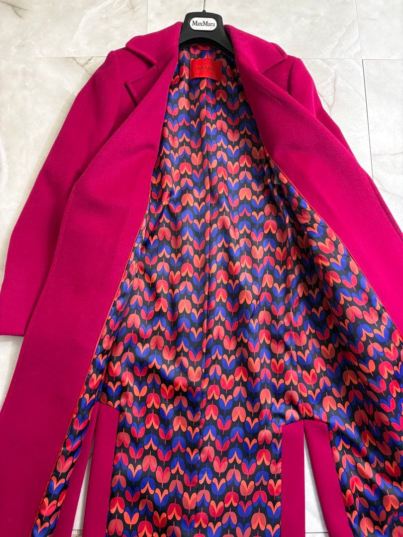 美品　マックスアンドコー　マックスマーラ　ロングコート　ピンクパープル　36