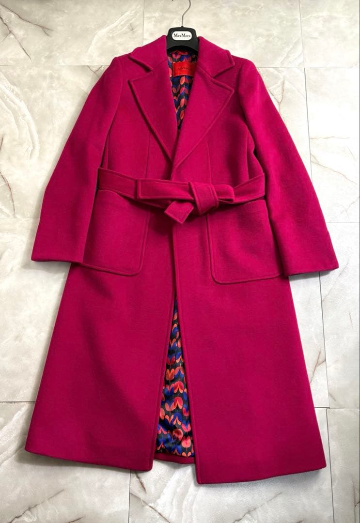 美品　マックスアンドコー　マックスマーラ　ロングコート　ピンクパープル　36