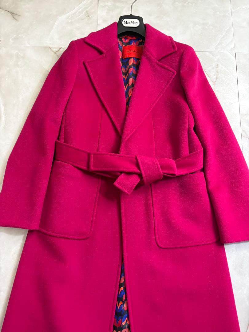 美品　マックスアンドコー　マックスマーラ　ロングコート　ピンクパープル　36