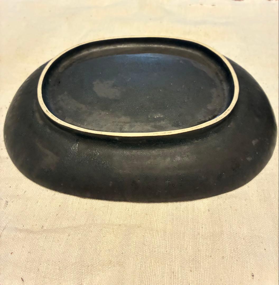 〔超メルカリ市限定値下げ〕 久野靖史　しのぎ楕円皿（黒・22cm）　２枚
