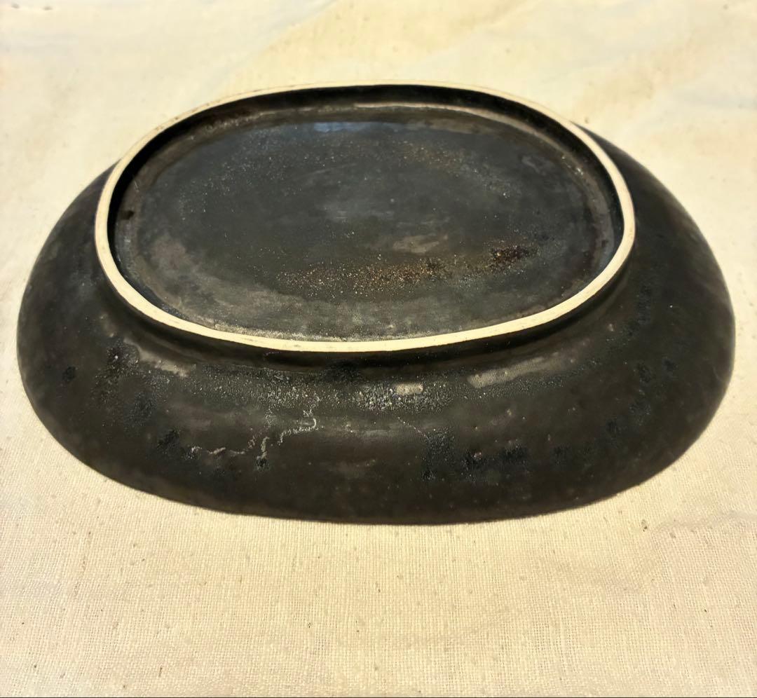 〔超メルカリ市限定値下げ〕 久野靖史　しのぎ楕円皿（黒・22cm）　２枚