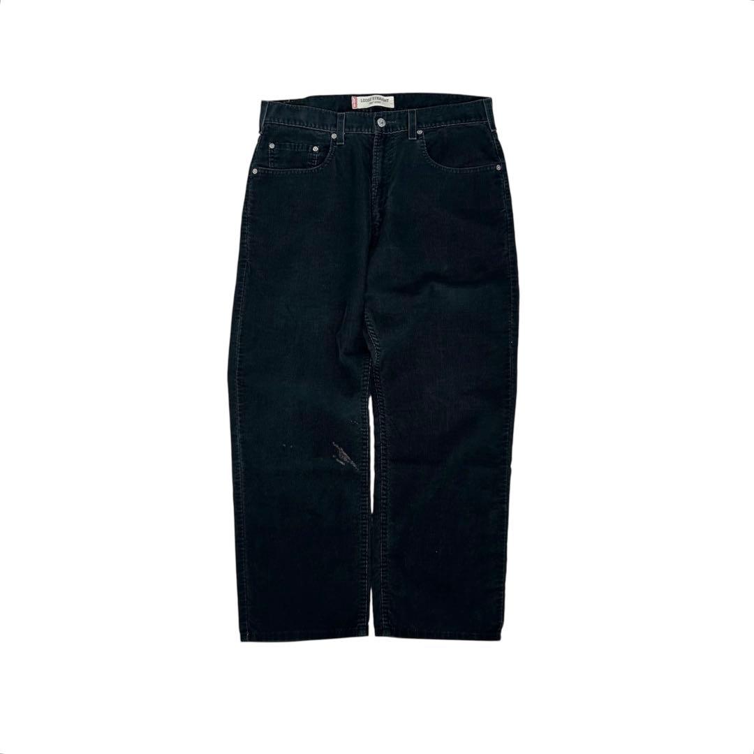 00s Levi's 569 コーデュロイ ブラック ワイドパンツ w34
