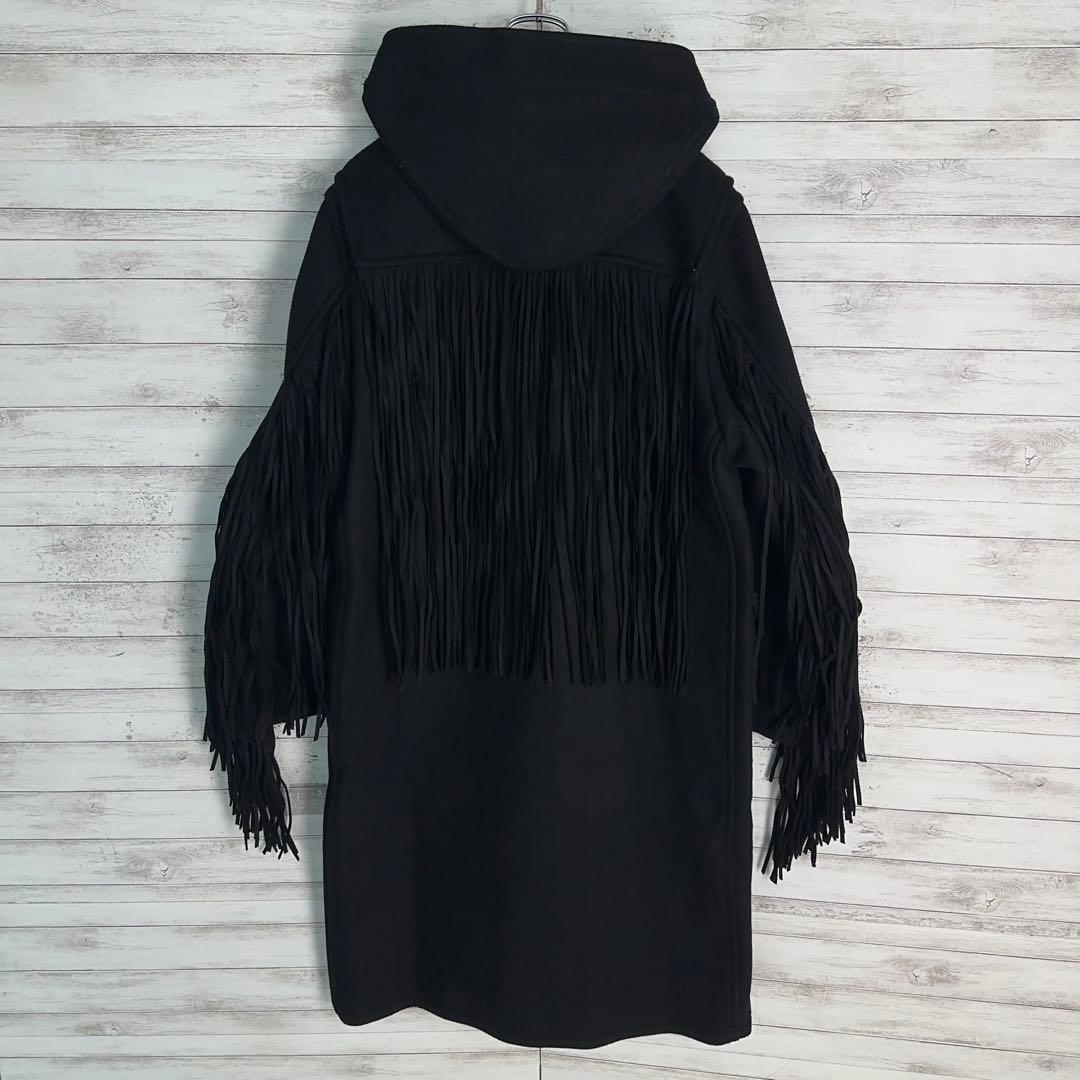 8478【美品・即完売モデル】ダブレット☆フリンジ定番カラー黒ロングコート