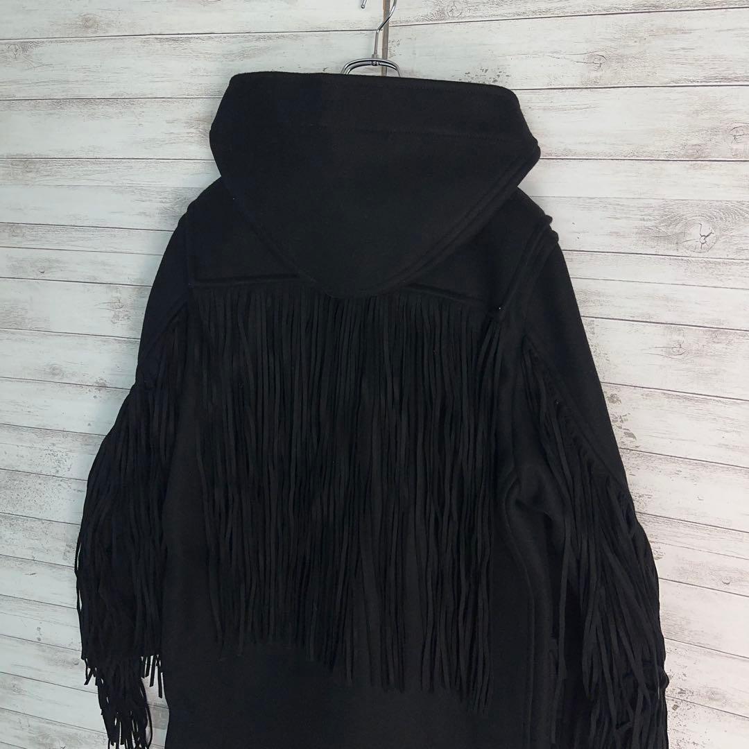 8478【美品・即完売モデル】ダブレット☆フリンジ定番カラー黒ロングコート