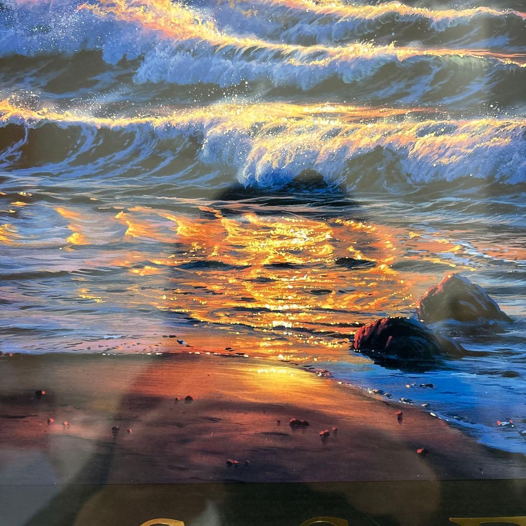 K*x様 ラッセン　ロマンスオブザシー　夕日　サンセット　クジラ　風景　版画　額