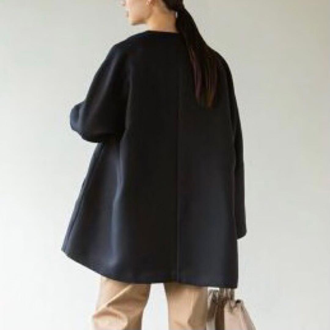 NOBLE トリプルクロスCネックショートコート　サイズ36 ネイビー