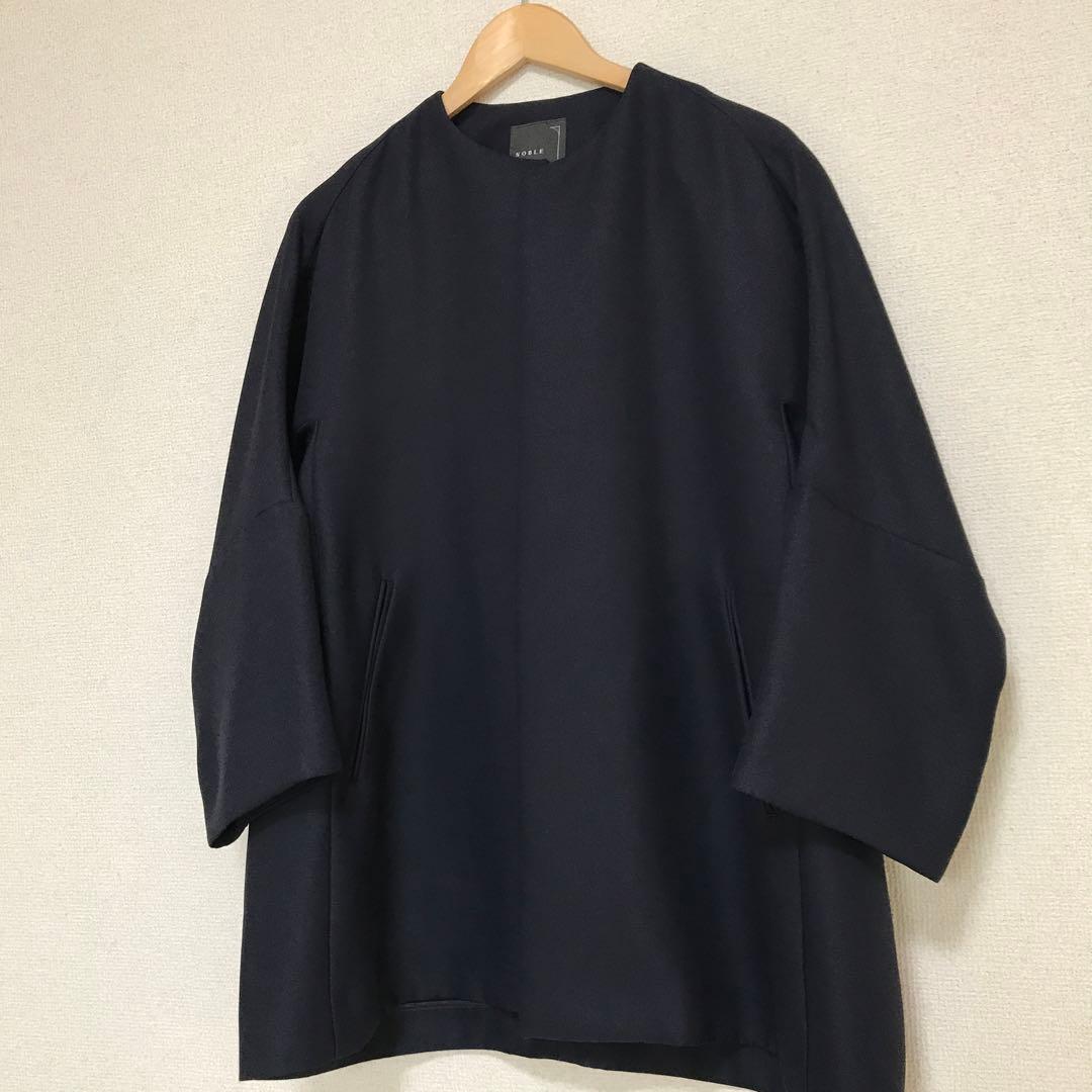 NOBLE トリプルクロスCネックショートコート　サイズ36 ネイビー