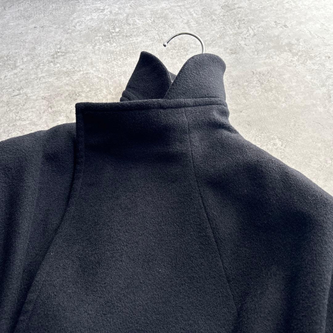 美品■yohji yamamoto【S】カシミヤ混 変形 コート ブラック 黒