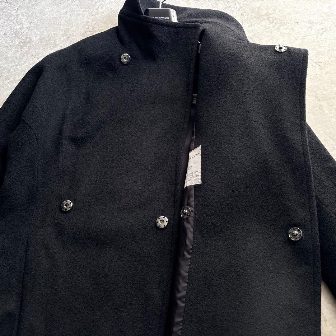 美品■yohji yamamoto【S】カシミヤ混 変形 コート ブラック 黒