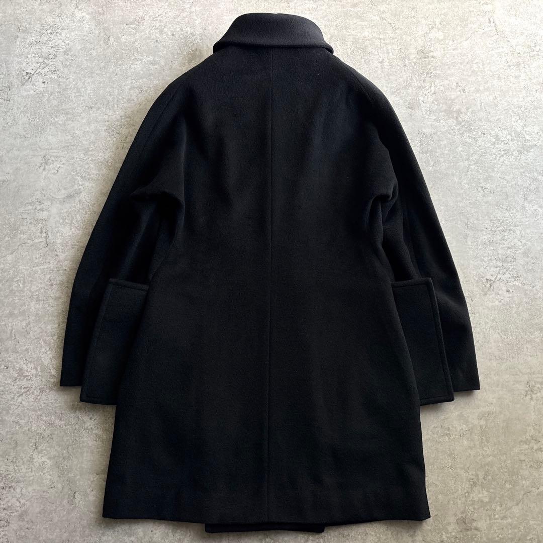 美品■yohji yamamoto【S】カシミヤ混 変形 コート ブラック 黒