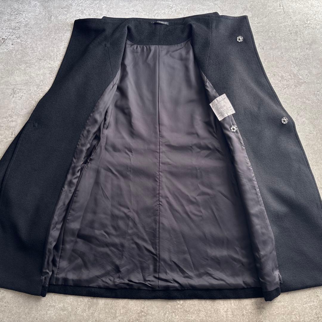美品■yohji yamamoto【S】カシミヤ混 変形 コート ブラック 黒