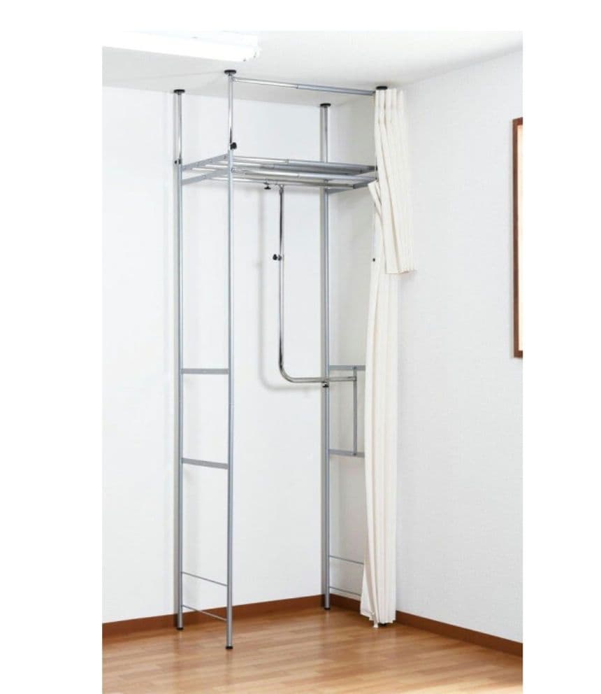 突っ張りハンガーラック フロントカーテン付き ハイタイプ/スリム