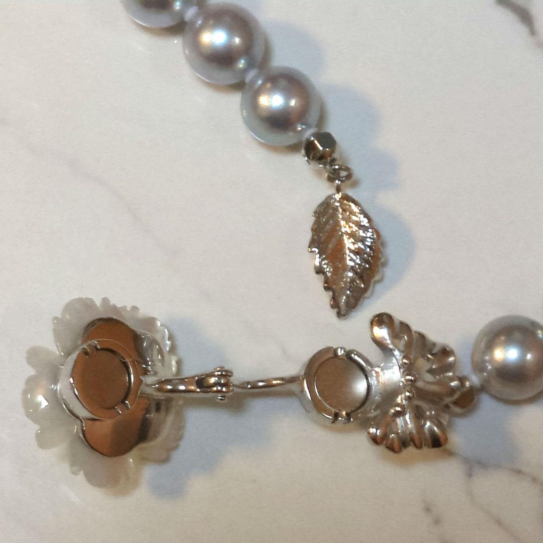 デザイン パールネックレス クリッカー ラリエット ブルー系