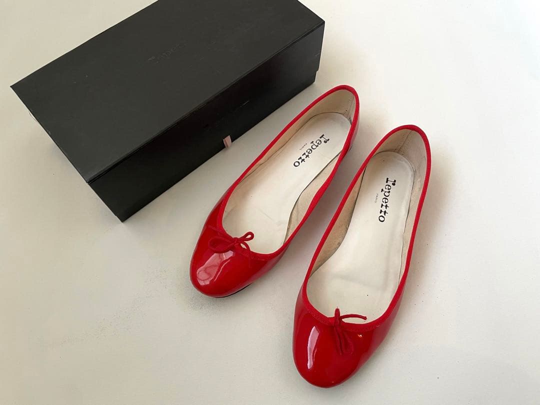 repetto レペット　サンドリオン40 赤 エナメル リボン バレエシューズ