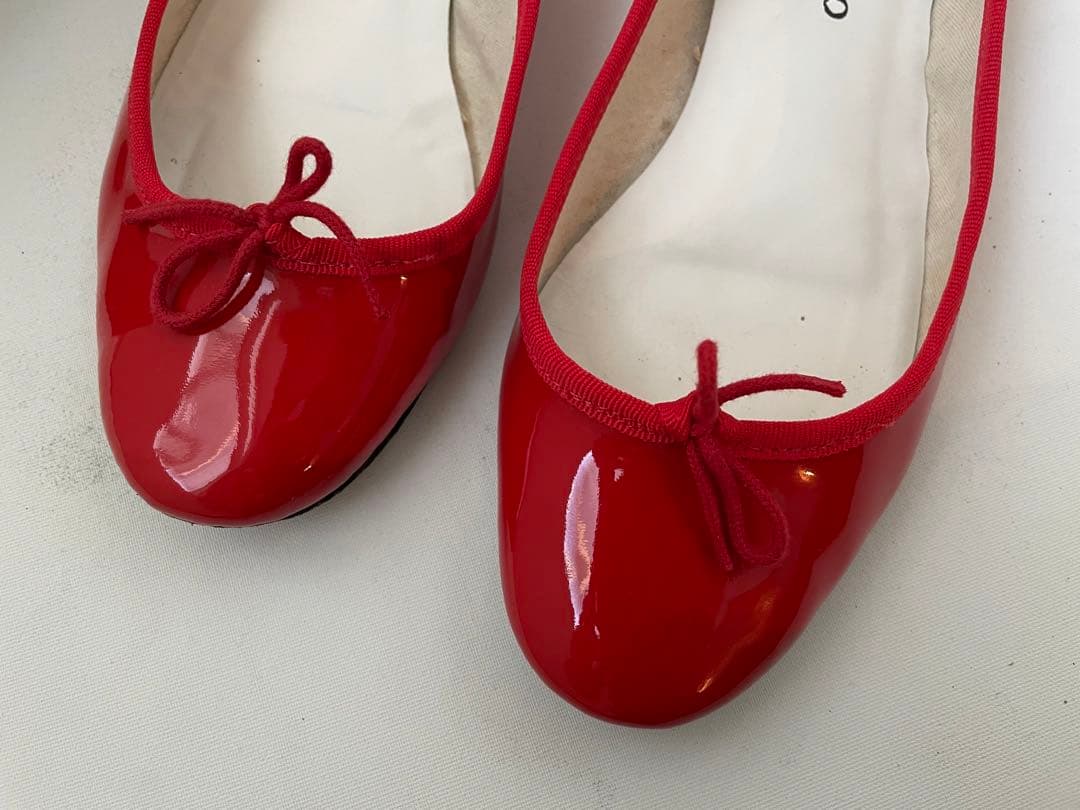 repetto レペット　サンドリオン40 赤 エナメル リボン バレエシューズ