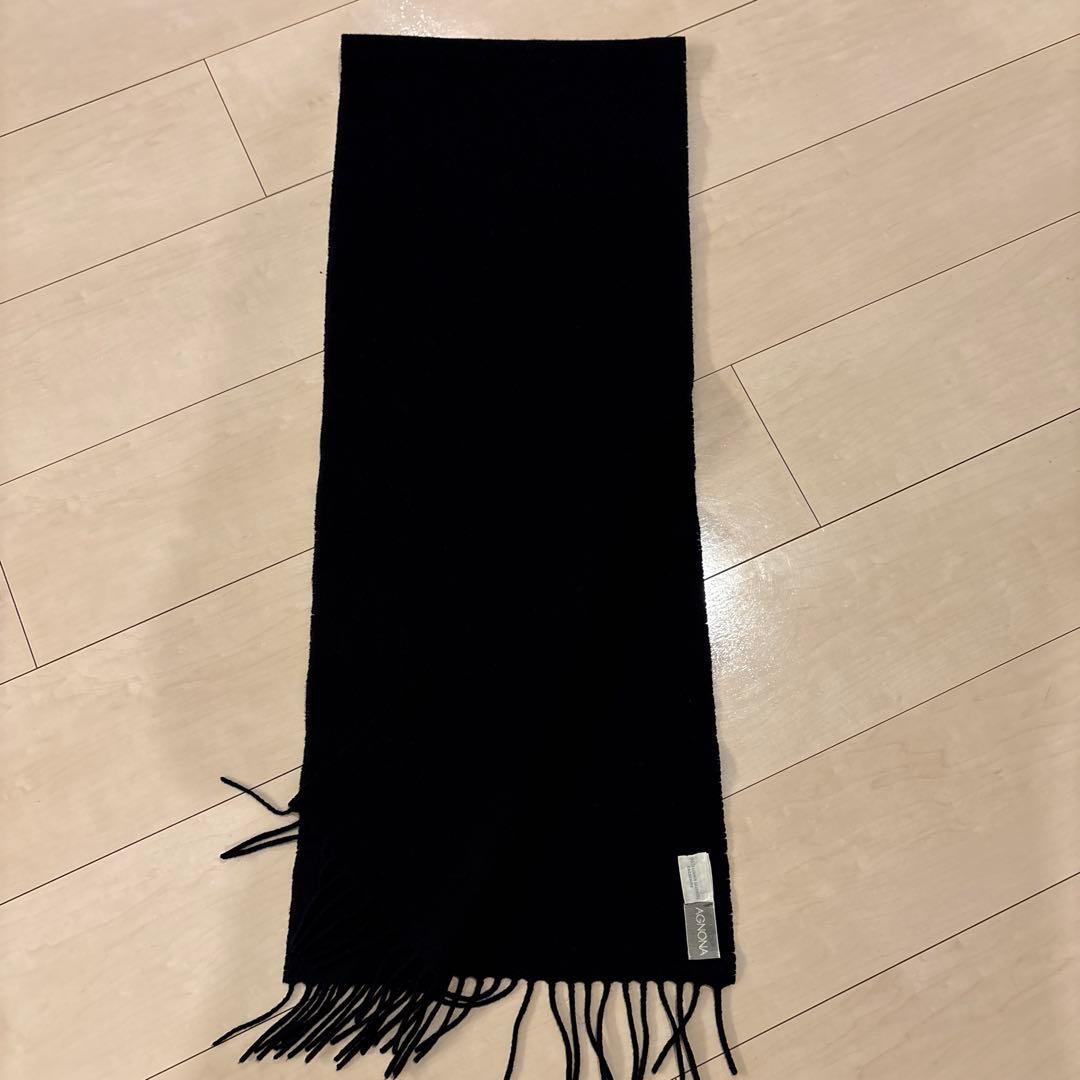 AGNONA 100%カシミヤ ネイビーマフラー　黒　USED