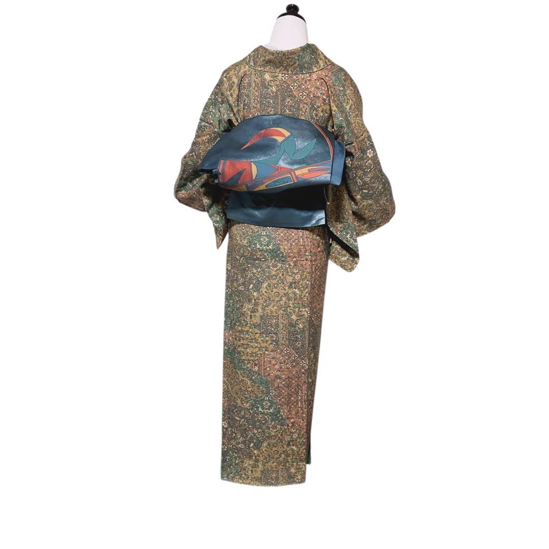 正絹　未使用　新品同様　美品　袷　正絹　江戸更紗　小紋　フルセット　4点