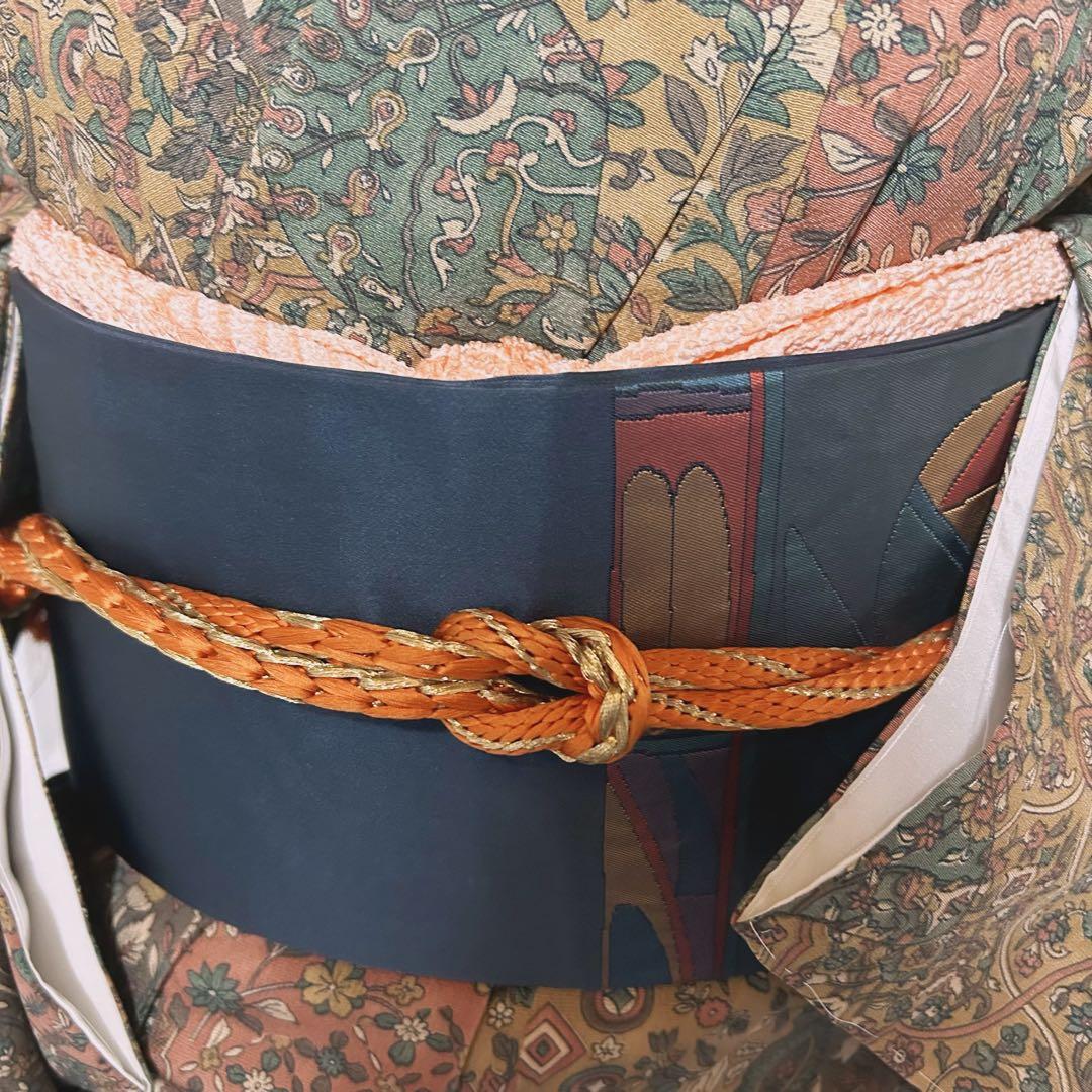 正絹　未使用　新品同様　美品　袷　正絹　江戸更紗　小紋　フルセット　4点