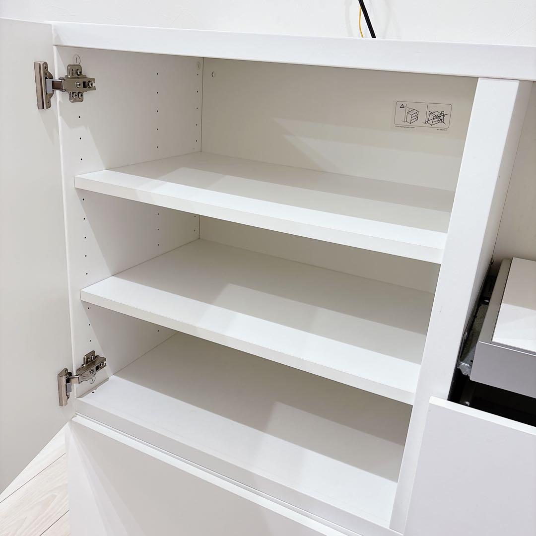 IKEA イケア ベストー 食器棚 ローボード カップボード 収納 引き出し 白