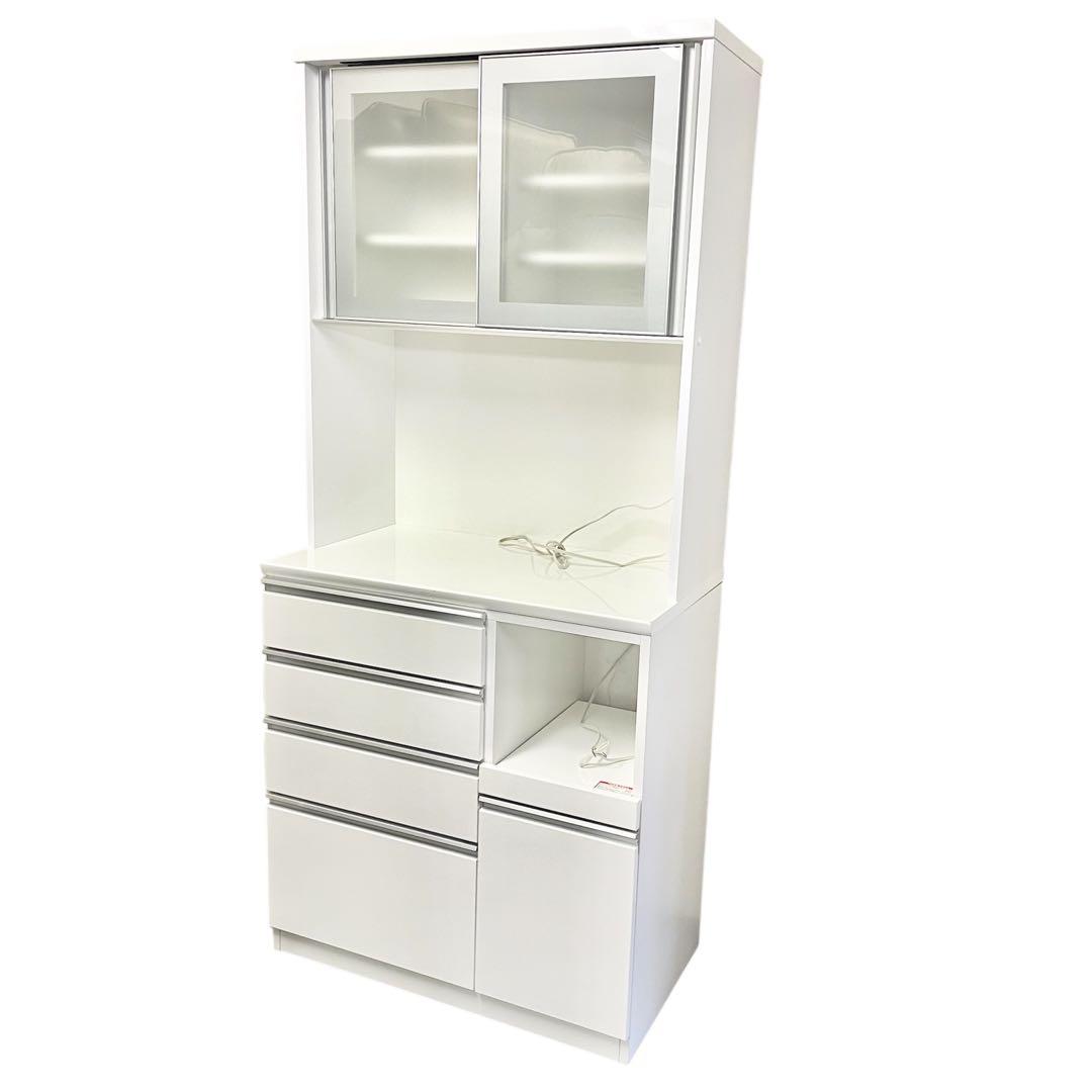 【直接引取り限定】キッチンボード (レジューム 90AG-S WH/90QH-R