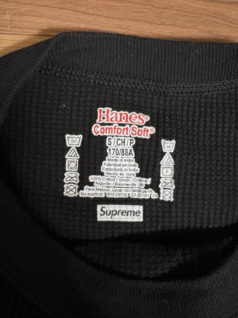 トップス supreme HANES THERMAL CREW BLACK