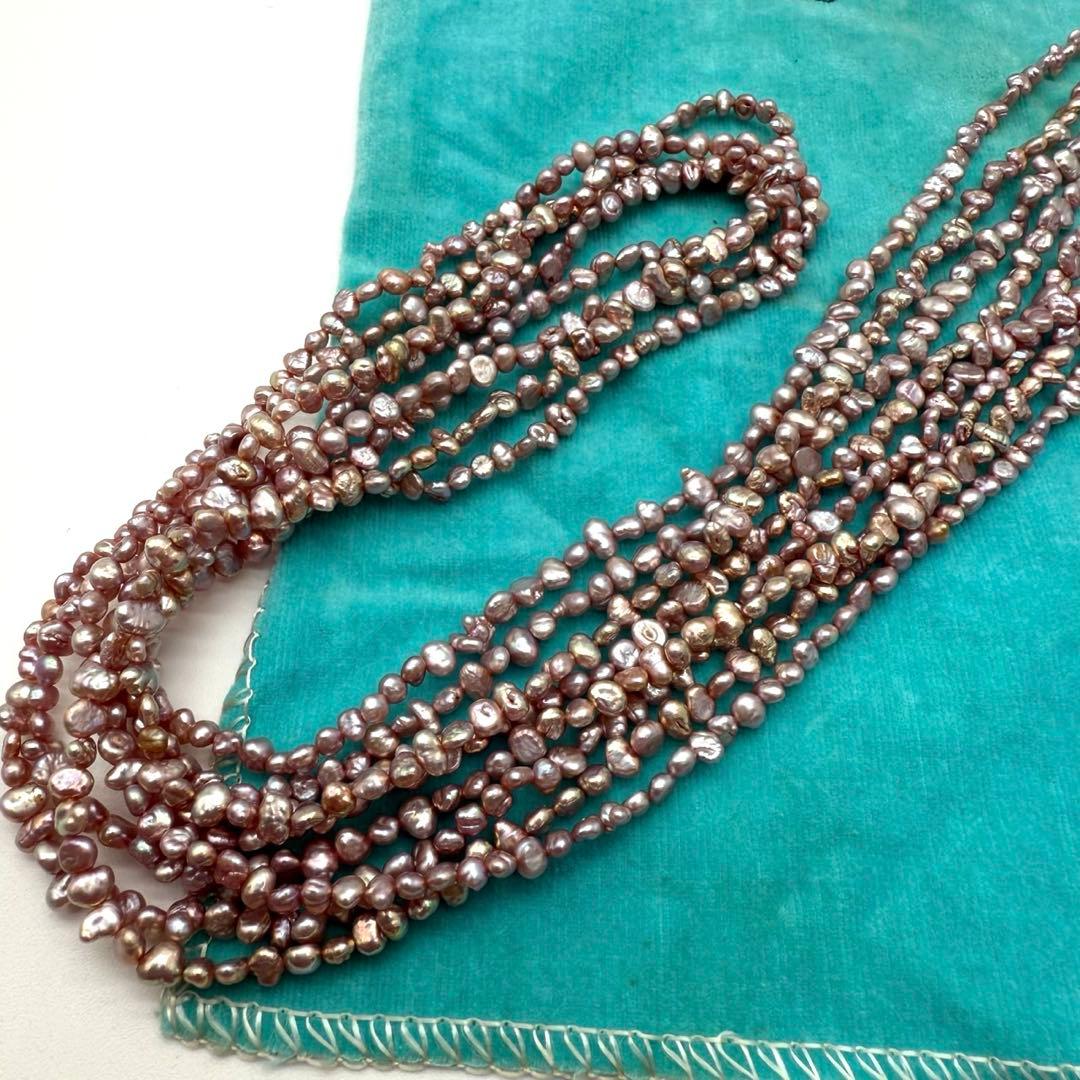 TASAKI PEARLS 田崎真珠 小粒パール ロングネックレス ピンク系