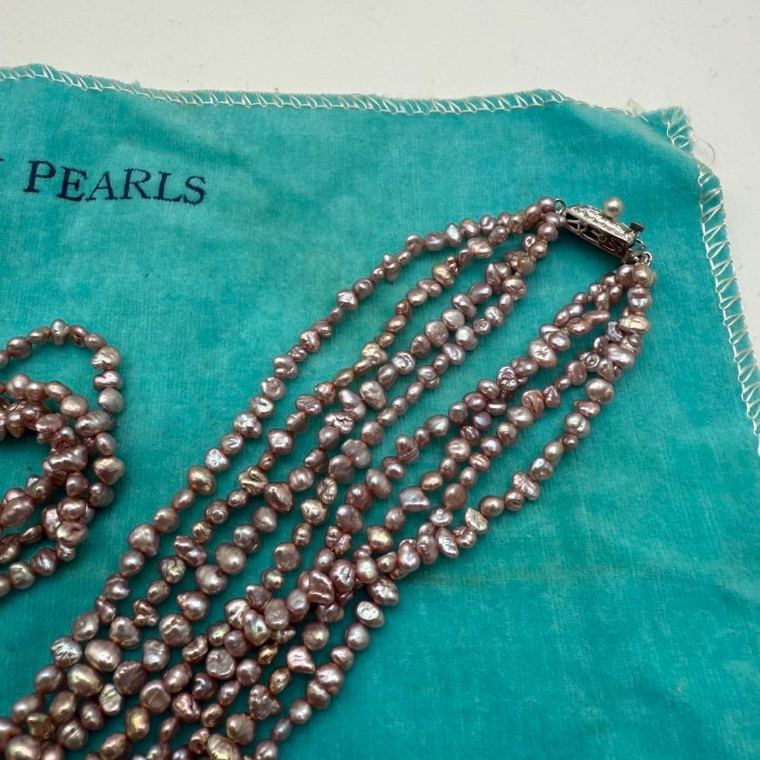 TASAKI PEARLS 田崎真珠 小粒パール ロングネックレス ピンク系