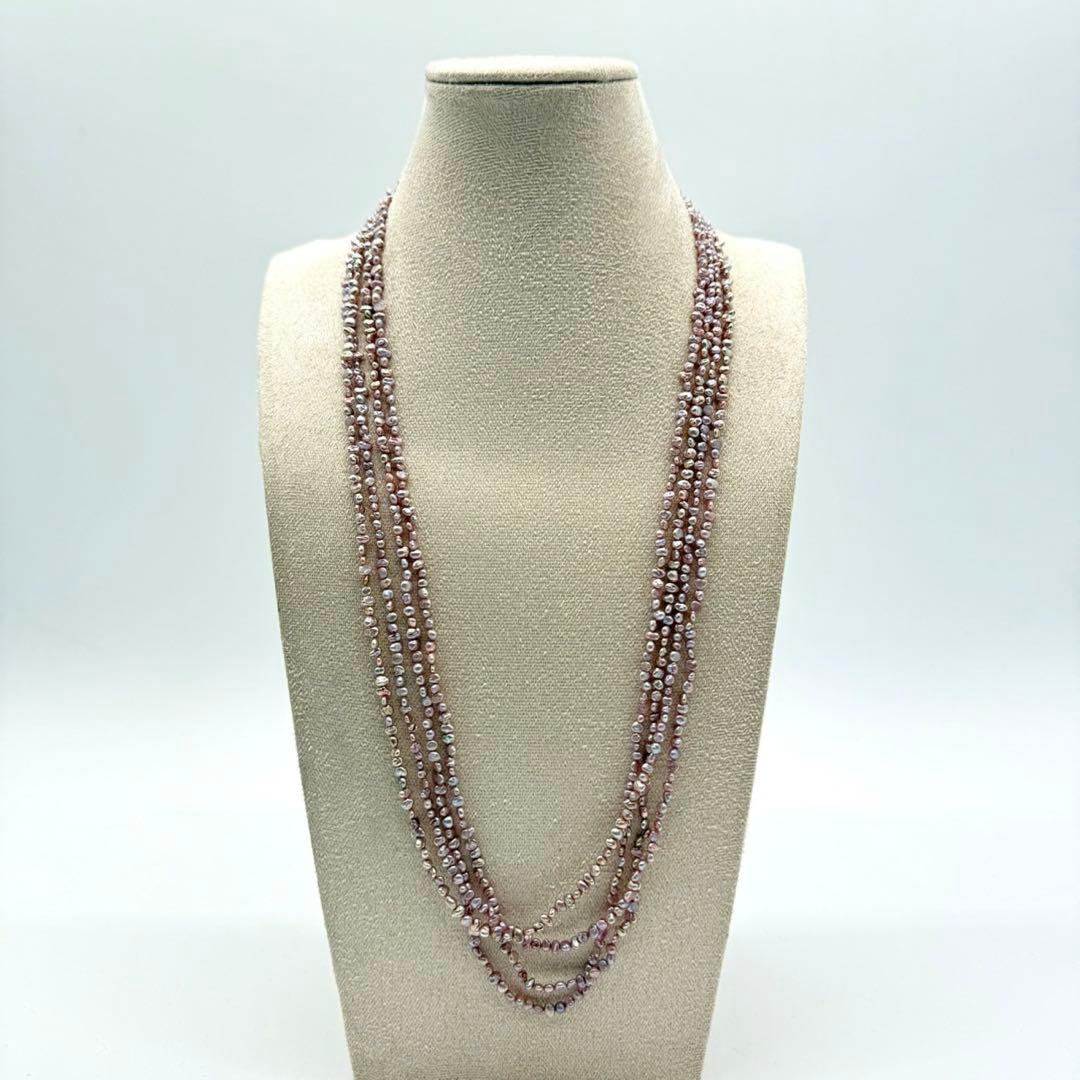 TASAKI PEARLS 田崎真珠 小粒パール ロングネックレス ピンク系