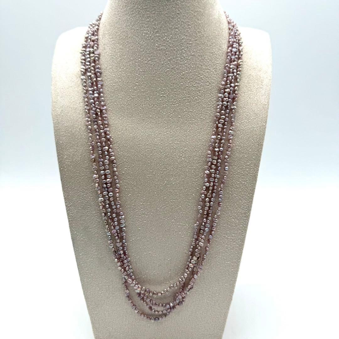 TASAKI PEARLS 田崎真珠 小粒パール ロングネックレス ピンク系