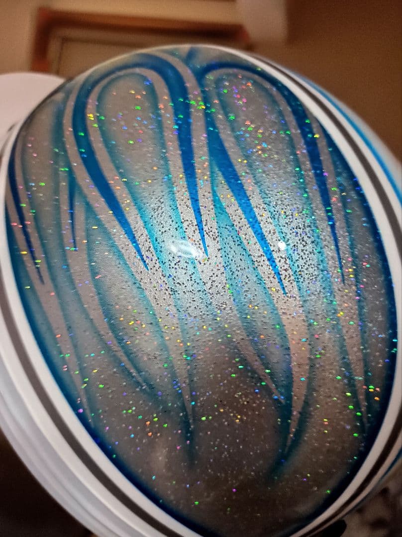 カスタムコルク半　白✘Candyブルーファイヤー　七色ラメ