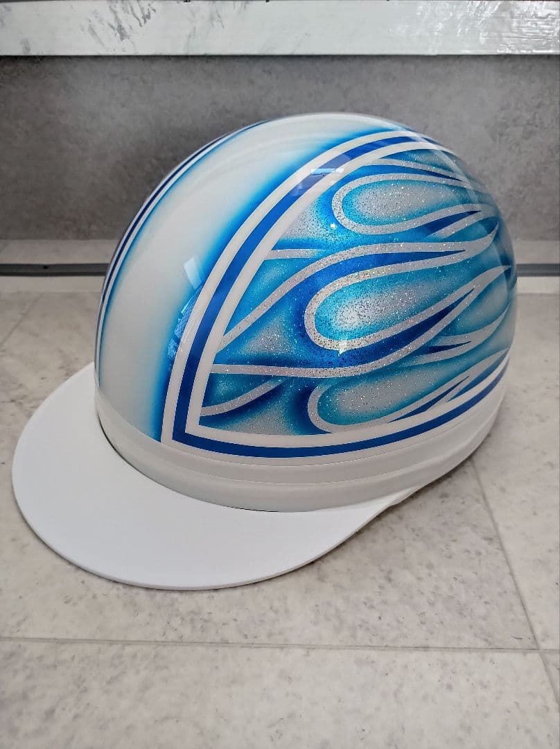 カスタムコルク半　白✘Candyブルーファイヤー　七色ラメ