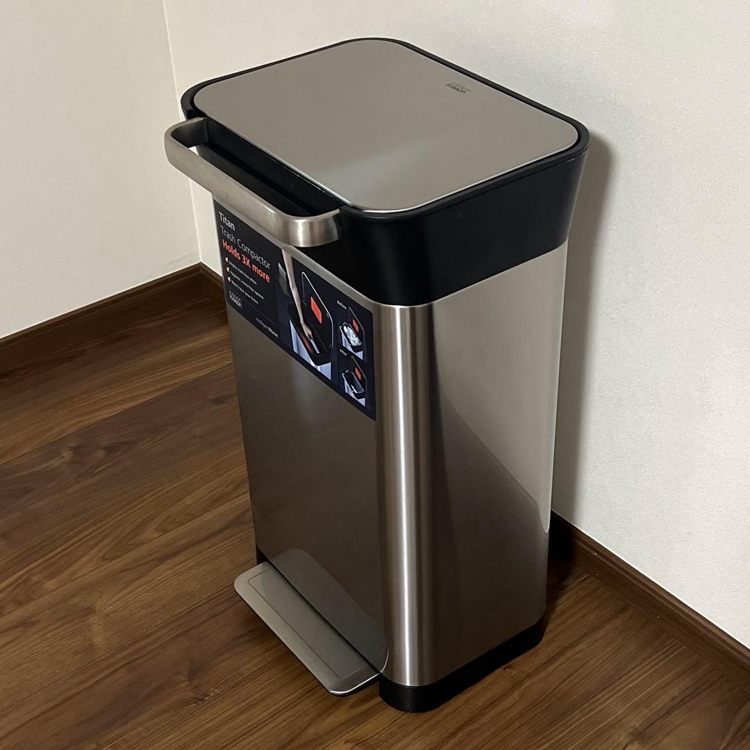 Joseph Joseph ゴミ箱 ふた付き ステンレス 30L 圧縮機能