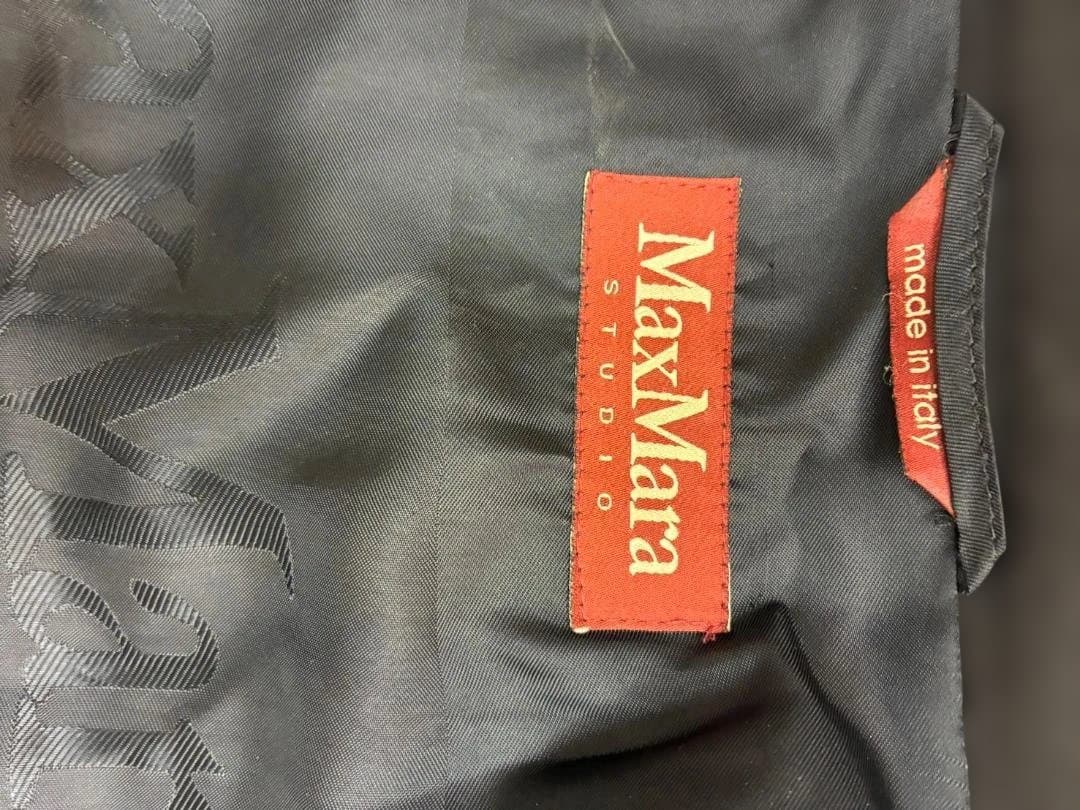 【Max Mara】リアルファー付きウールコート　ブラック