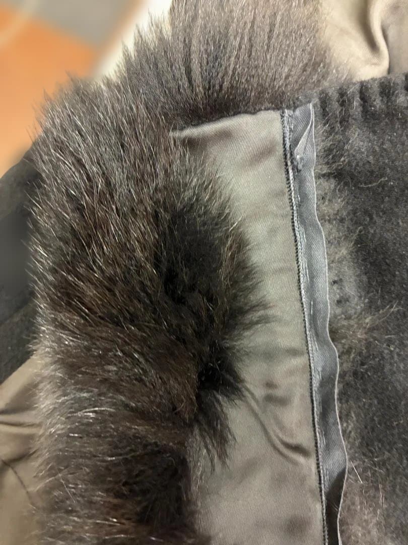 【Max Mara】リアルファー付きウールコート　ブラック