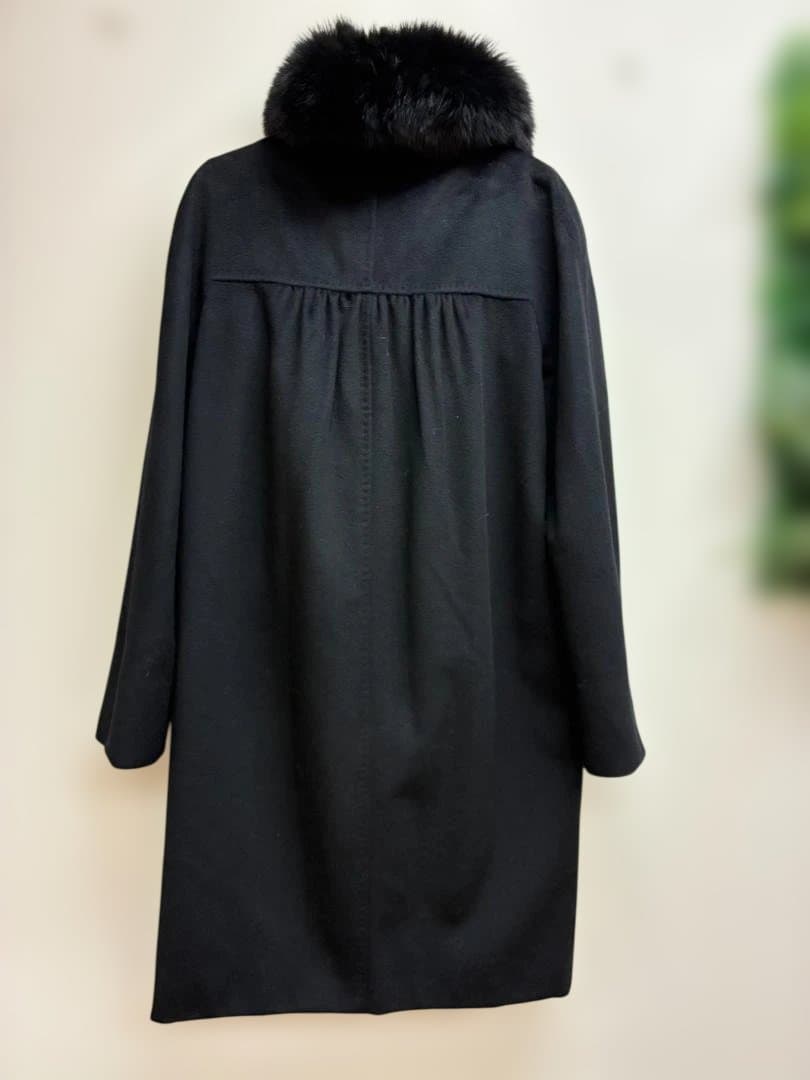 【Max Mara】リアルファー付きウールコート　ブラック