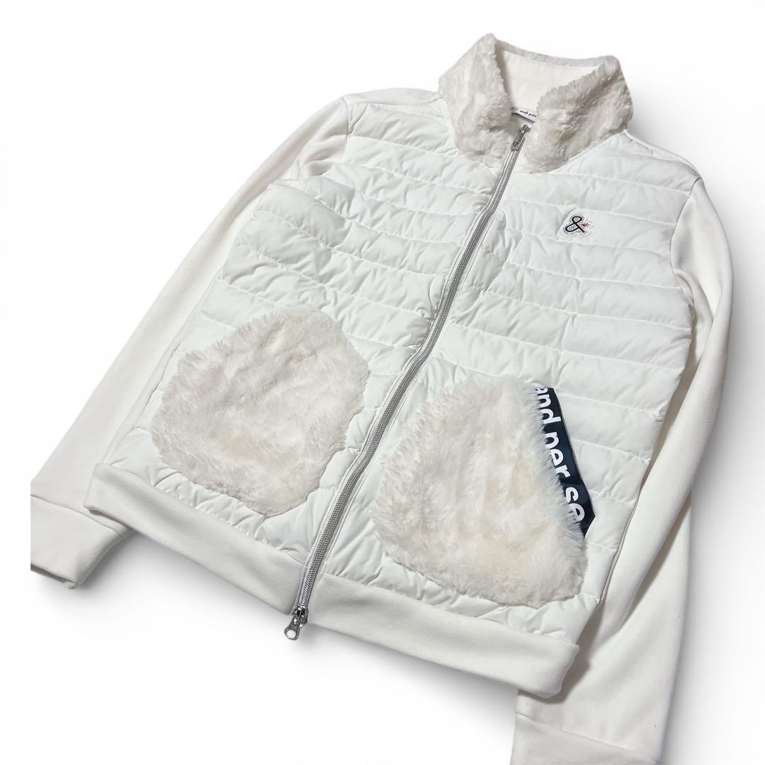 【美品】and per se 中綿切替ブルゾン L 白 防寒 ゴルフ 現行