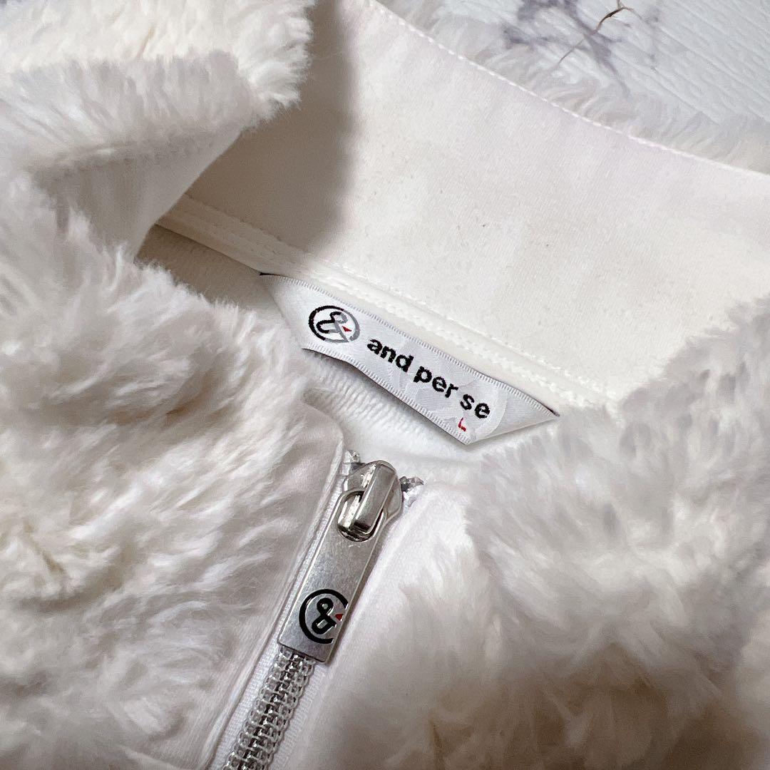 【美品】and per se 中綿切替ブルゾン L 白 防寒 ゴルフ 現行
