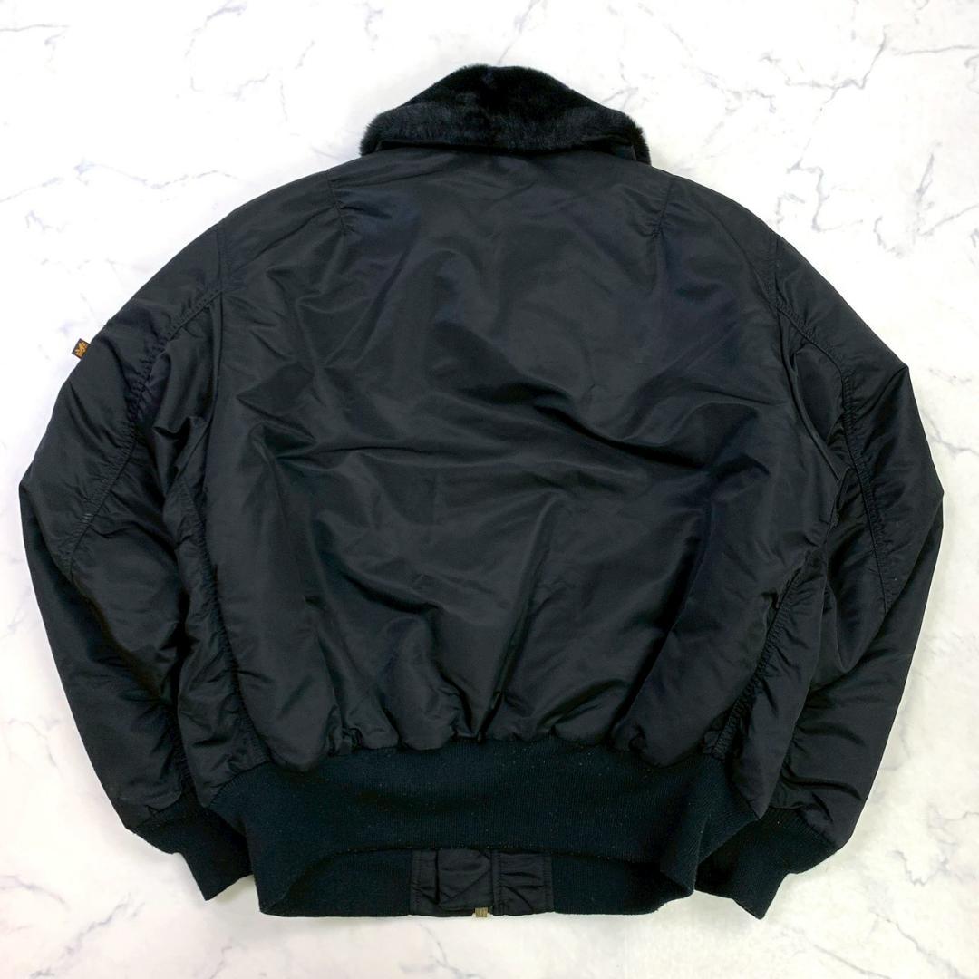 ALPHA B-15 フライトジャケット 襟ボア ブラック メンズ L　E017