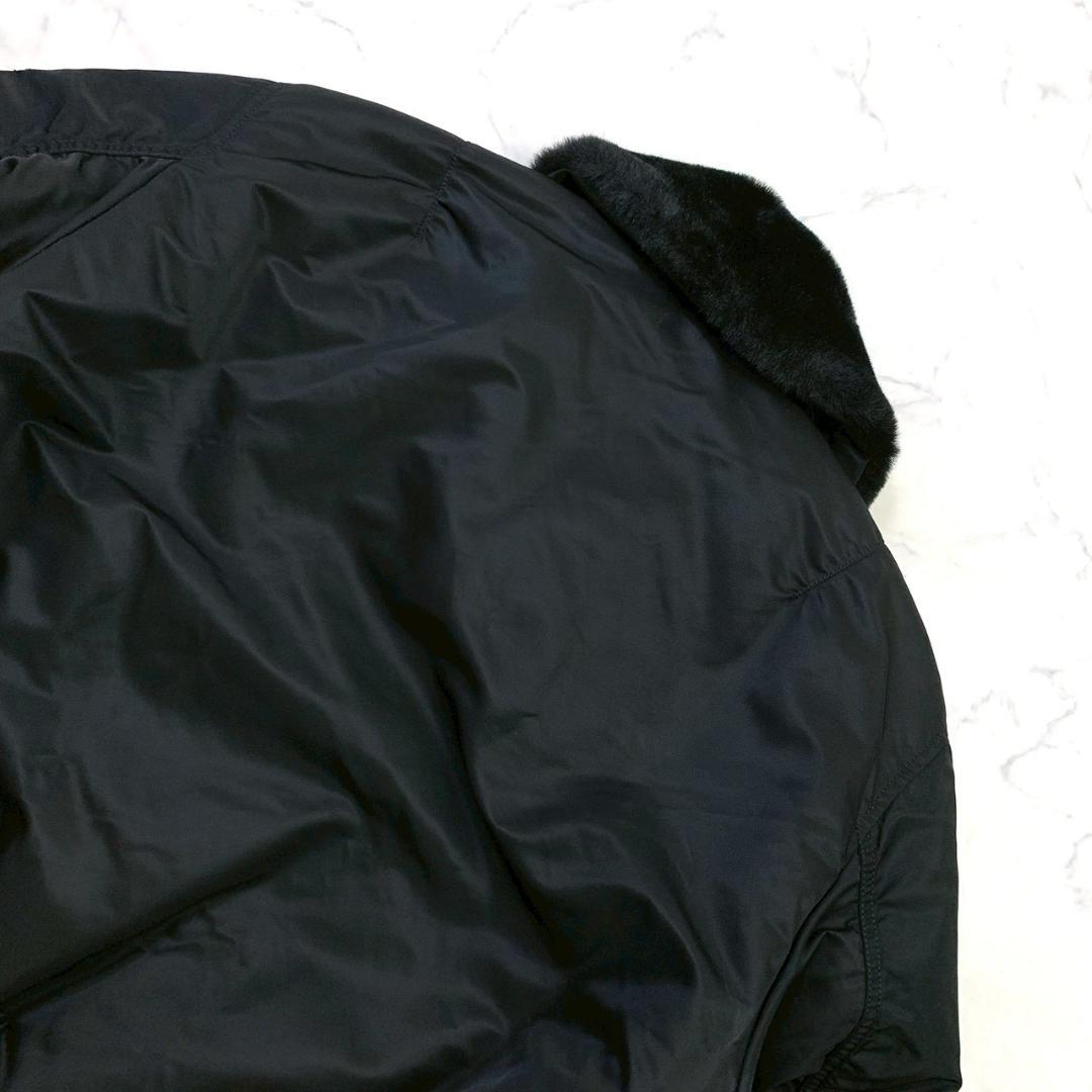 ALPHA B-15 フライトジャケット 襟ボア ブラック メンズ L　E017