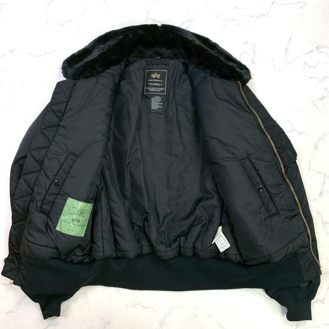 ALPHA B-15 フライトジャケット 襟ボア ブラック メンズ L　E017