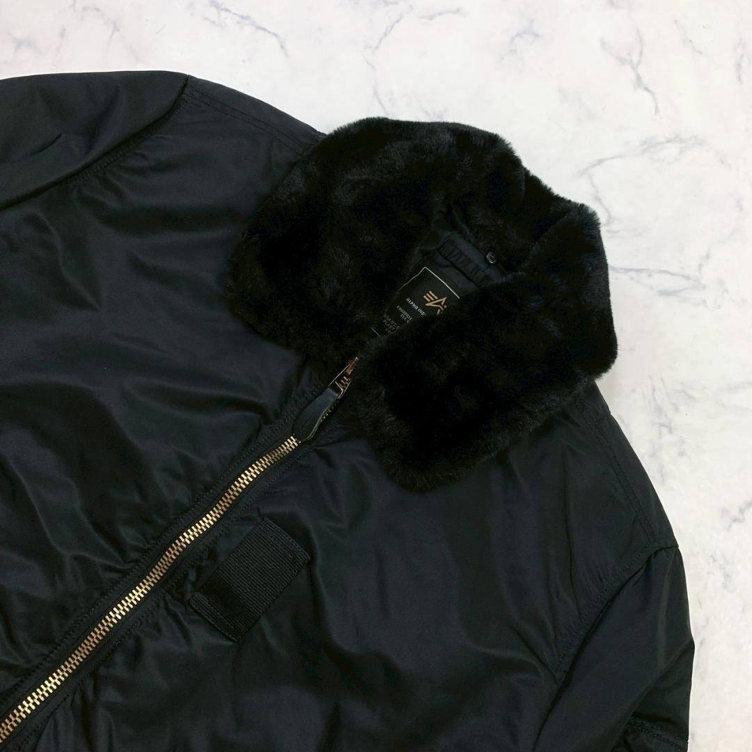 ALPHA B-15 フライトジャケット 襟ボア ブラック メンズ L　E017