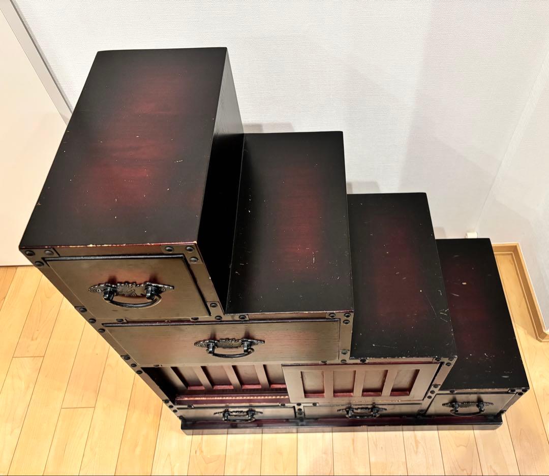 階段箪笥 インテリア 昭和レトロ 和箪笥 民芸調家具 アンティーク　①