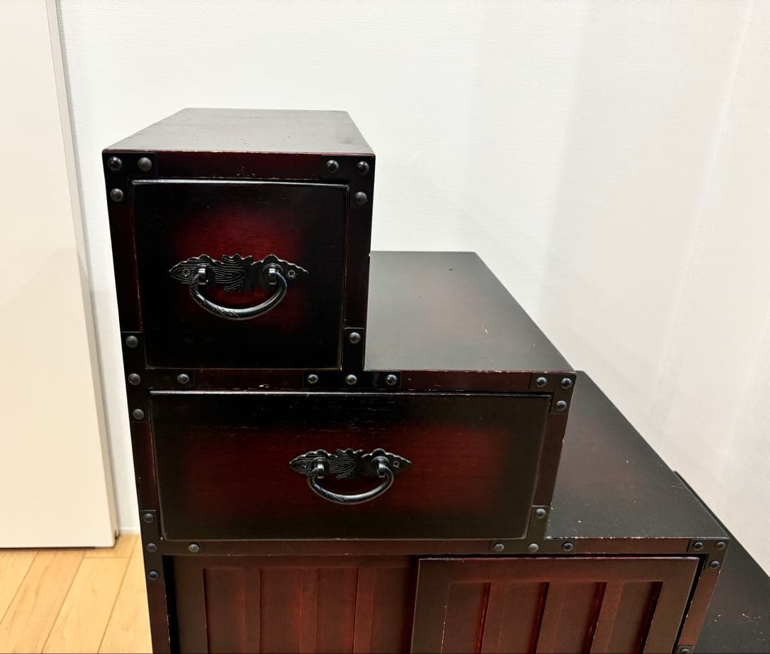 階段箪笥 インテリア 昭和レトロ 和箪笥 民芸調家具 アンティーク　①