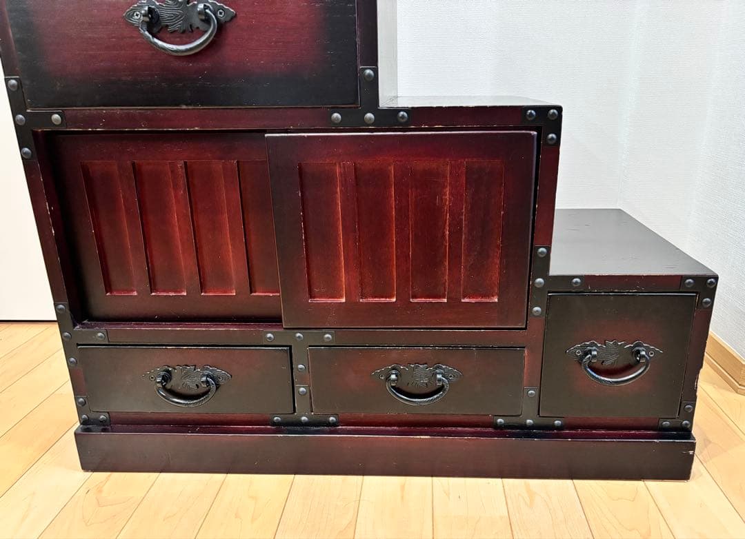 階段箪笥 インテリア 昭和レトロ 和箪笥 民芸調家具 アンティーク　①