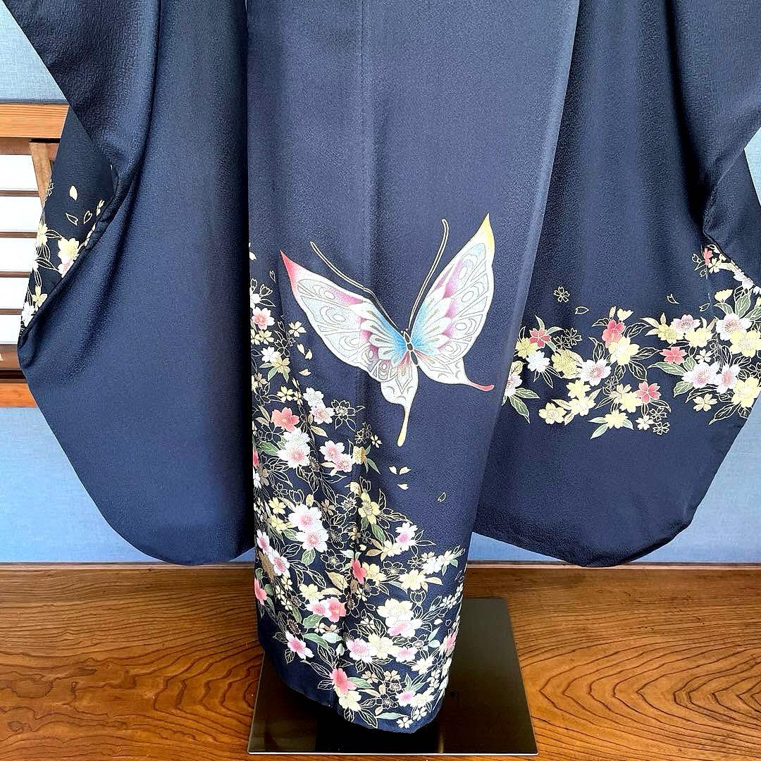 振袖フルセット　金彩加工友禅　成人式振袖　振袖　裄丈69 バタフライ