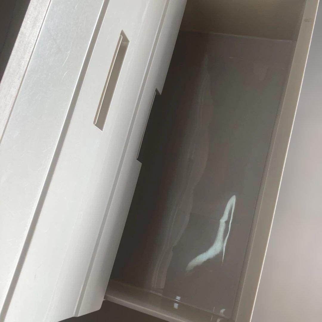 プラスチック 洋タンス 収納ケース 4段 木製天板 ホワイト