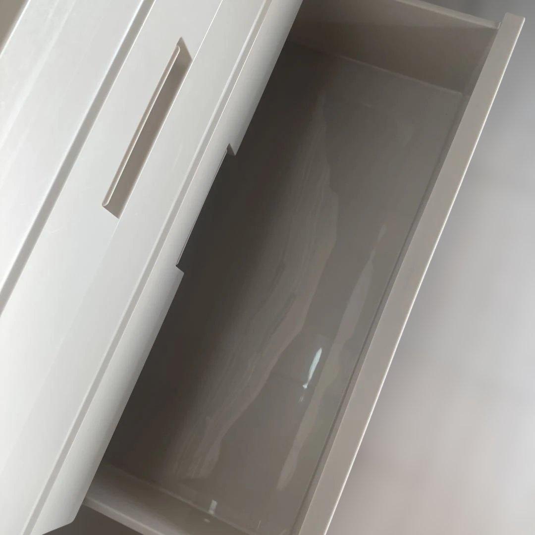 プラスチック 洋タンス 収納ケース 4段 木製天板 ホワイト