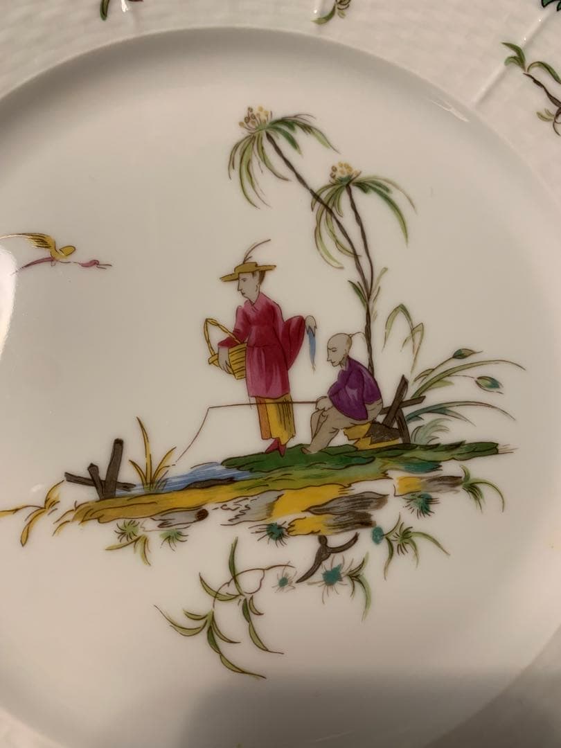 フランス製 手描き風景画の皿 6枚セット