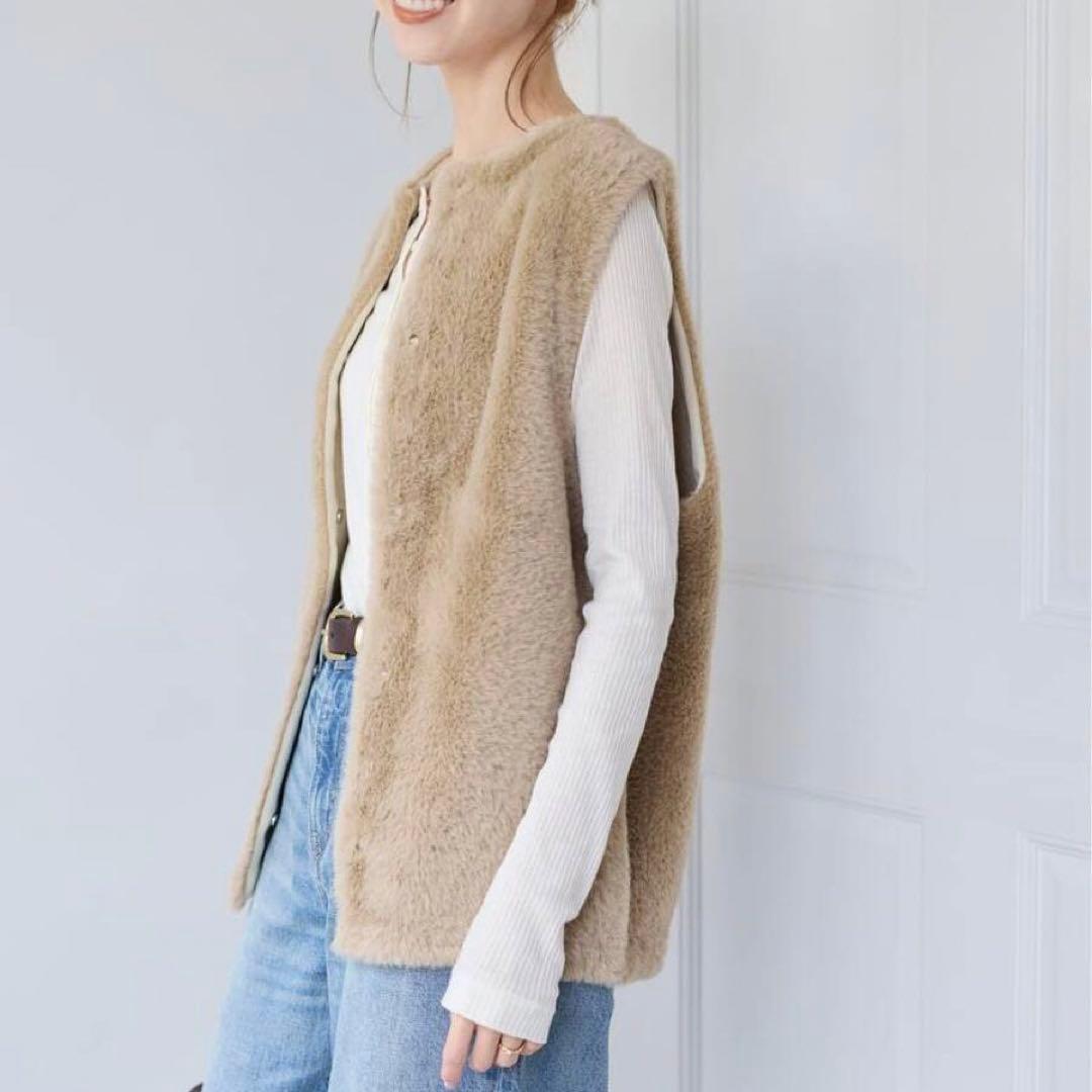 【新品タグ付き】ジャーナルスタンダード ダブルフェイスフェザークルーネックベスト