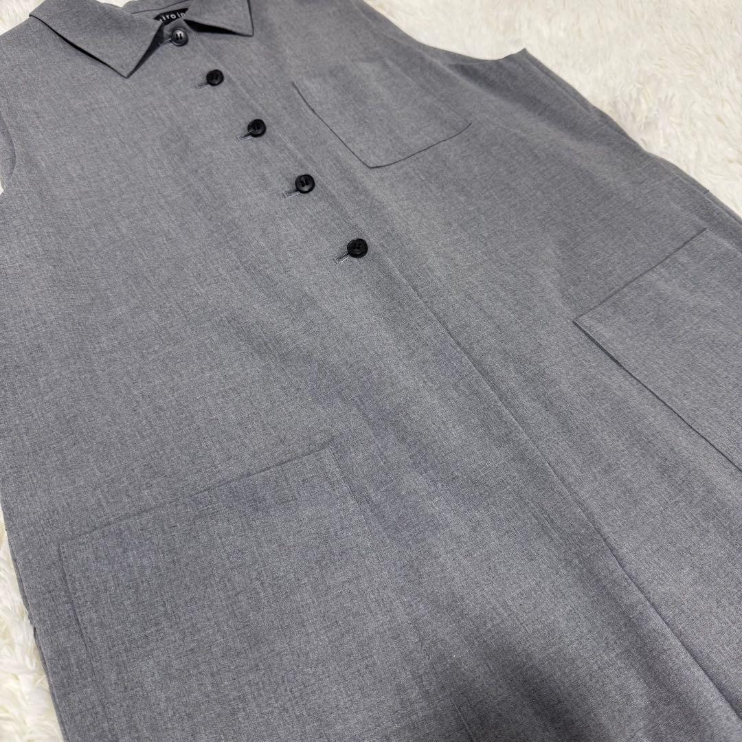 美品✨近年モデル ミズイロインド シャツカラーサロペット グレー フリーサイズ
